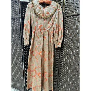 Oscar De La Renta 1960s Palazzo Pants Jumpsuit Gold Metallic Brocade Beaded S